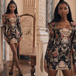 House of CB jacquard boned bustier dress